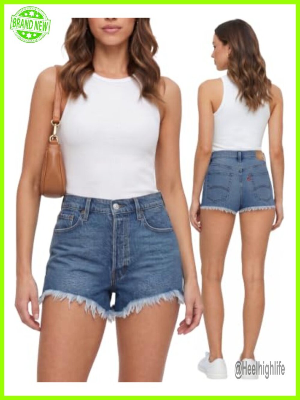 NY Threads Mid Rise Frayed Hem Jean Shorts Cotton Blend Women's